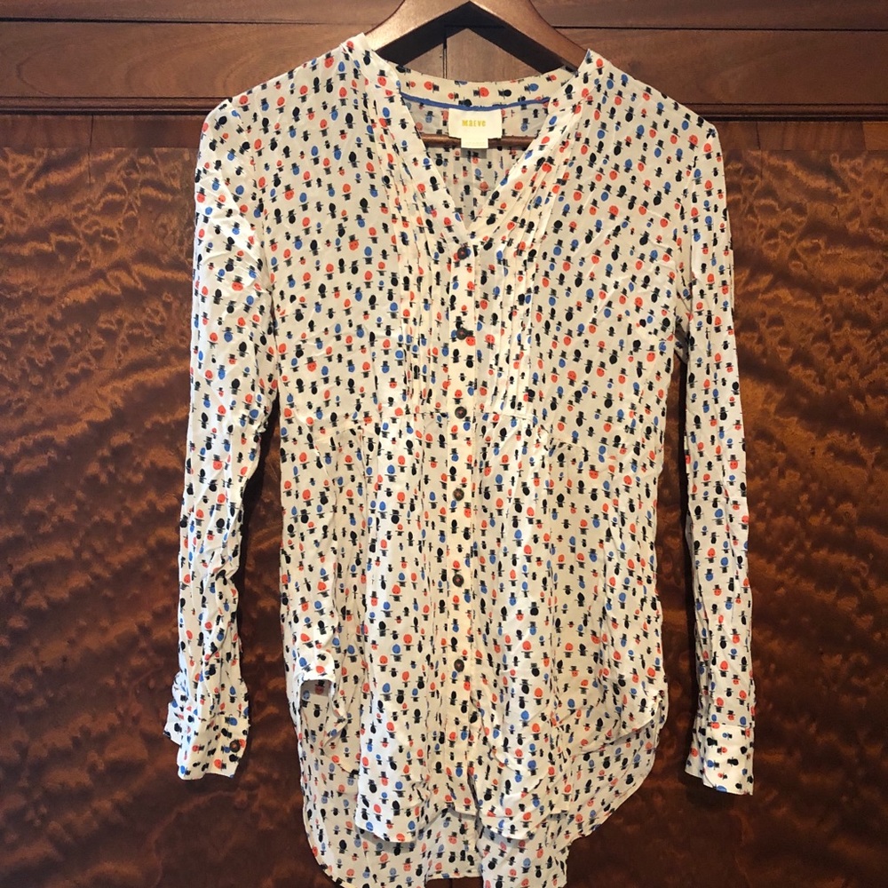 Maeve adorable pink and blue print blouse size 12